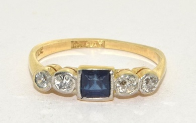 Antique 18ct gold and Platinum Diamond and Sapphire ring si...