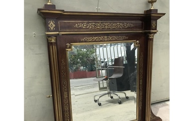 Antique 19th Century Large French Beveled Boulle Inlaid Mirr...