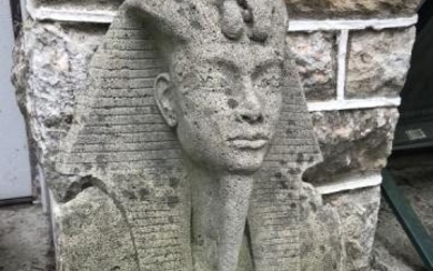 Antique Cast Stone Egyptian Revival Garden Statue