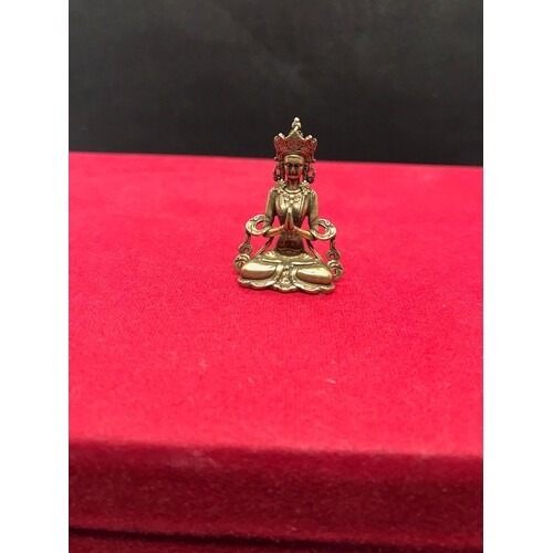 Antique Chinese miniature solid bronze Buddha 4 By 2.7 cm ...