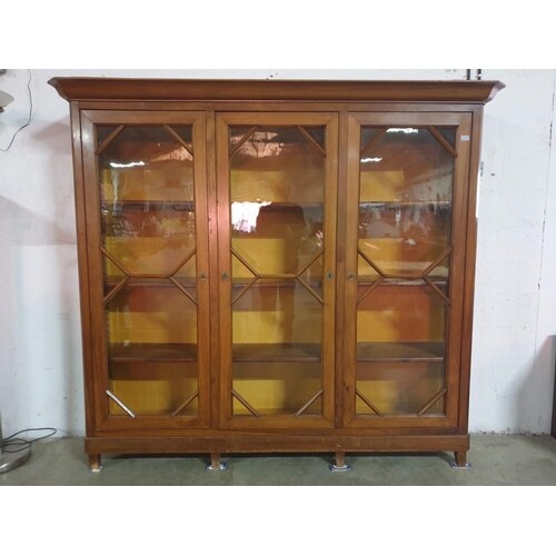 Antique French Walnut Bibliotheque, A Glazed Curio Cabinet o...