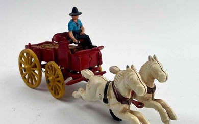 Antique OSCO Cast Iron Horse and Wagon Toy