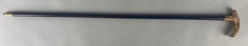 Antique Wood Walking Cane with Gold Filled Handle