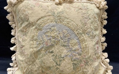 Antique Woven Floral Tapestry Pillow