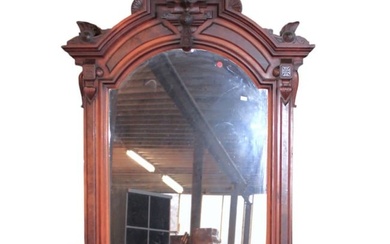 Antique walnut Victorian mirror with candle stands