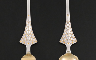 Anton Michelsen Sterling Silver and Enamel "Christmas Tree" Fork and Spoon, 1965