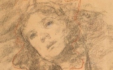 Antonio MANCINI (1852-1930), "Portrait of a young woman"....