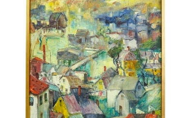 Arnold Hoffman (American, 1886-1966) Fauvism Cityscape Oil on Canvas Painting