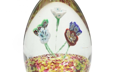 Art Glass Millefiori Floral Egg