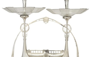 Art Nouveau Silver Plate and Glass Centerpiece