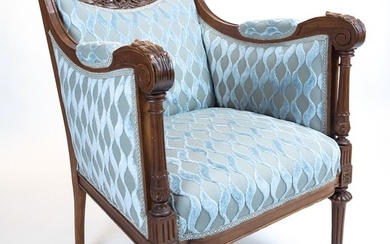 Art Nouveau Upholstered Armchair with column front