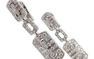 Authentic! Bulgari Bvlgari Parentesi 18k White Gold Diamond Dangle Earrings