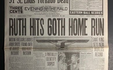 BABE RUTH Hits 60 th Home Run September 30 th 1927 Newspaper