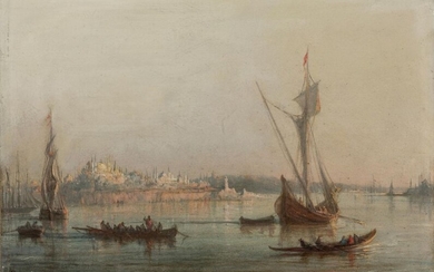 BARRY François Pierre (1813-1905) - "Boats in front of the...