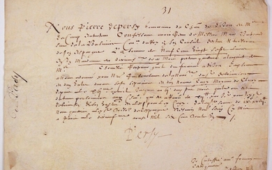 BOURGOGNE. 1631. Pièce signée sur vélin par... - Lot 50 - Vermot et Associés