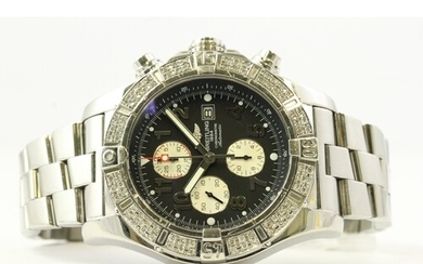 BREITLING DIAMOND SET AUTOMATIC REFERENCE A13370, black dial...