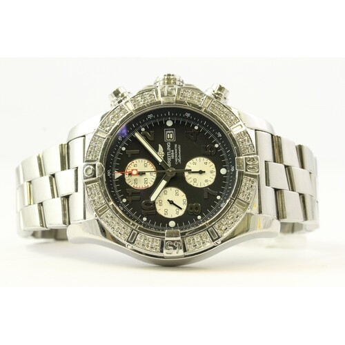 BREITLING DIAMOND SET AUTOMATIC REFERENCE A13370, black dial...