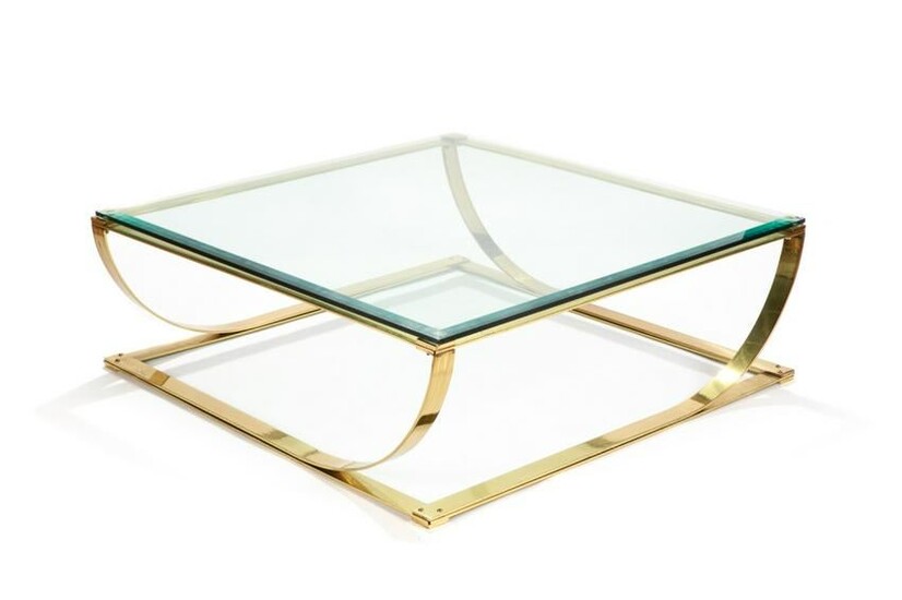 BRONZE AND GLASS MODERN DESIGN COFFEE TABLE
