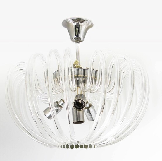 Bakalowicz & Sone, 70s. Murano glass chandelier with curved...