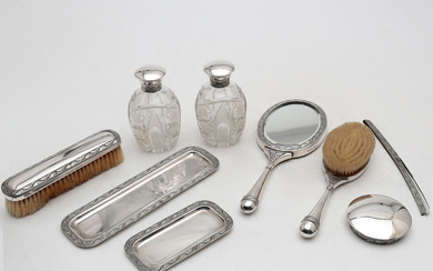 Barcelonese carved crystal and silver dressing table set by Masriera y Carreras, from 1952.