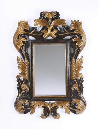 Baroque style parcel gilt carved mirror, 60"h