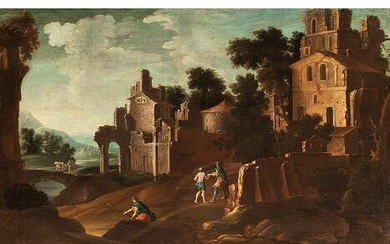 Bartolomeo Pedon, 1665 – 1732, zug., FLUSSLANDSCHAFT MIT ARCHITEKTURPROSPEKT