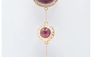 Beautiful Trendy Victorian Garnet 9K Rose Gold Pendant And Chain
