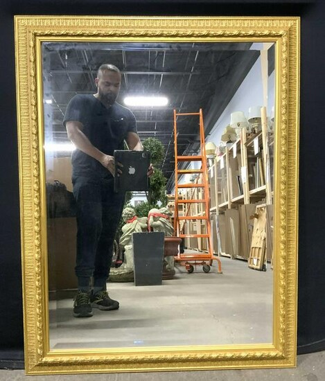 Beveled Wall Mirror W Gold Toned Gilt Frame