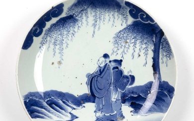 Blue and white porcelain Arita large dish Japanese, 18th Century...
