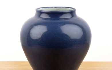 Blue glazed Hu form vase Chinese, 18th Century the monochrome...