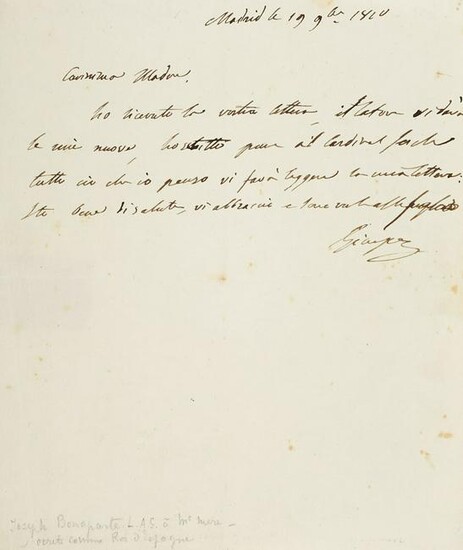 Bonaparte, Joseph "Eigenhändiger Brief mit