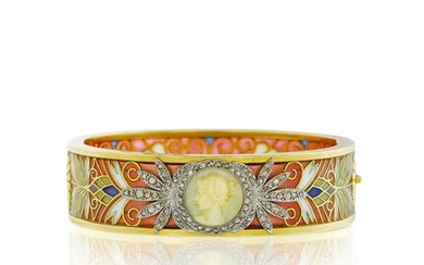 Bracelet émail, ivoire et diamants | Enamel, ivory and diamond bracelet, Masriera