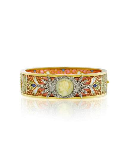 Bracelet émail, ivoire et diamants | Enamel, ivory and diamond bracelet, Masriera