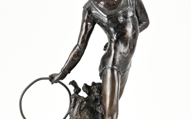Bronze figure. Acrobat with juggling dog. Second half 20th century. Size: 39 cm. In good...
