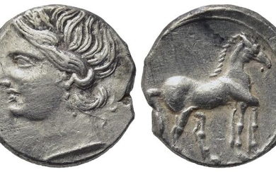 Bruttium, Carthaginian occupation, c. 216-211 BC. AR Quarter Shekel (14mm,...