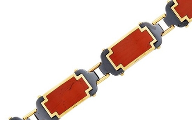 Bulgari Gold, Jasper and Oxidized Steel Bracelet