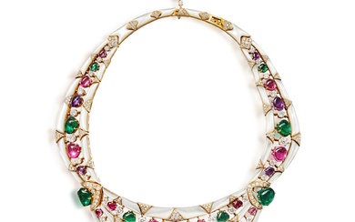 Bulgari Mother-of-Pearl, Gem Set and Diamond Necklace | 寶格麗 | 貝母 配 寳石 及 鑽石 項鏈