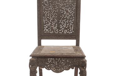 Burmese Carved Hardwood Side Chair