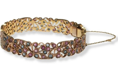 Burmese Gold, Sapphire and Ruby Bracelet
