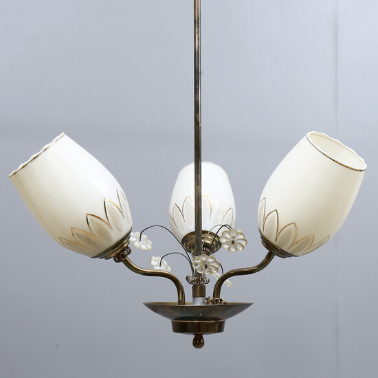 CEILING LAMP, 3 light points, mid 1900s.