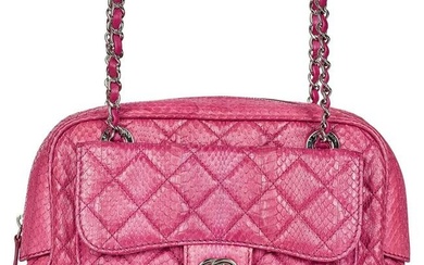 CHANEL PYTHON MAROON SHOULDER BAG Condition grade B. Produced between 2012 and 2013. 30cm long...