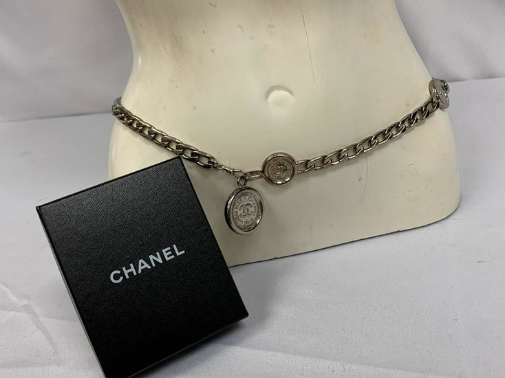 CHANEL SILVER CC COIN CHAIN BELT CONVERTS NECKLACE