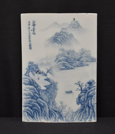 CHINESE PORCELAIN BLUE & WHITE PLAQUE
