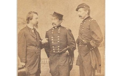[CIVIL WAR]. CDV featuring General Philip H. Sheridan, General James W. Forsyth, and an unknown