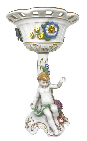 Capodimonte porcelain raised with floral decorations and small amenator...
