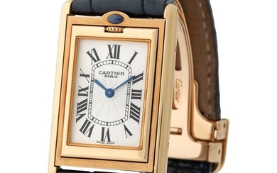 Cartier. Fine and Elegant Réversible Basculante Rectangular-shape Wristwatch in Yellow Gold, reference 2499C With Cabriolet System