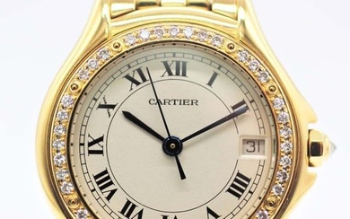 Cartier Panthere Cougar K18YG Solid Gold Diamond Bezel Quartz Ladies Watch