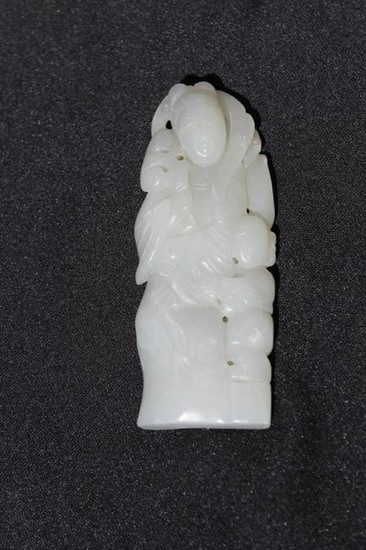 Carved Chinese Jade Mother and Child Grouping