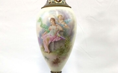Champleve French Porcelain Table Lamp hand painted.
