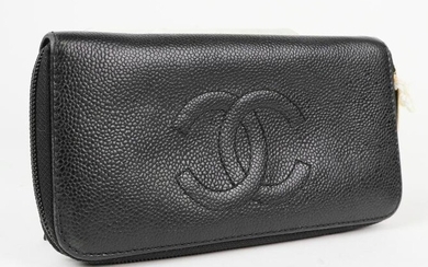 Chanel CC Timeless Zip Around Wallet - Caviar Leather